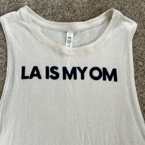 NWT Alo Yoga “LA IS MY OM” white